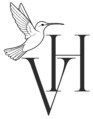 Logo podnikání, symbol kolibříka jako svoboda v podnikání, nacionály VH, jako Vendula Hrádková, virtuální asistentka s vášní pro grafický design.